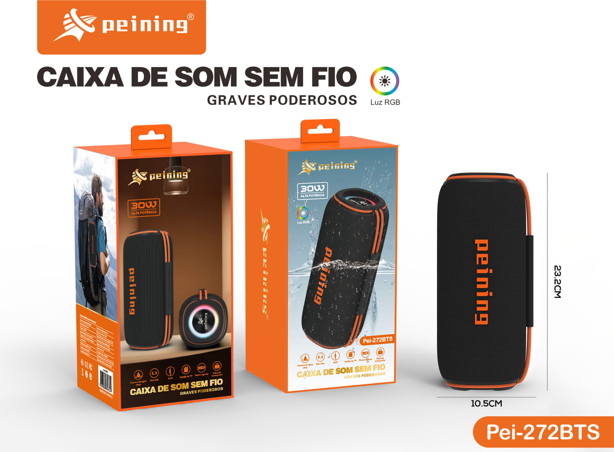 Caixa de Som 30w Peining PEI-272BTS
